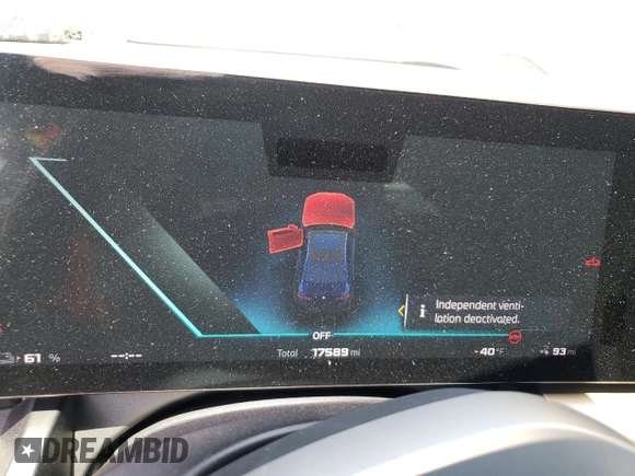 2024 BMW i5 M60 with VIN WBY43FK07RCR79924, listed as a Copart auction lot 58249825 with 17,589 mi miles and Salvage title. Bid and sale history available at DreamBid. Image 9.