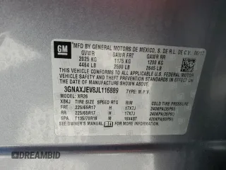 2018 Chevrolet Equinox LT with VIN 3GNAXJEV8JL116889, listed as a Copart auction lot 54599975 with 79,039 mi miles and Clean Title. Bid and sale history available at carsss.com. Image 13.