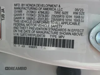 2023 Acura RDX w/Technology Package with VIN 5J8TC1H51PL004739, listed as a Copart auction lot 62751094 with Not Provided miles and Salvage Title. Bid and sale history available at carsss.com. Image 14.