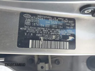 2012 Hyundai Accent GS with VIN KMHCT5AE1CU007575, listed as a IAAI auction lot 42720094 with 132,118 mi miles and . Bid and sale history available at DreamBid. Image 9.