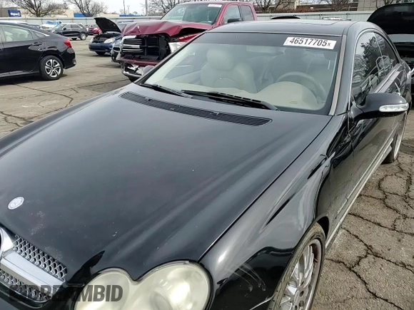 2007 Mercedes-Benz CLK-Class 5.5L with VIN WDBTJ72HX7F216515, listed as a Copart auction lot 46517705 with 149,364 mi miles and Salvage Title. Bid and sale history available at carsss.com. Image 11.