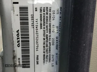 2005 Volvo V70 with VIN YV1SW640752467944, listed as a Copart auction lot 52462375 with 104,439 mi miles and Salvage Title. Bid and sale history available at carsss.com. Image 12.