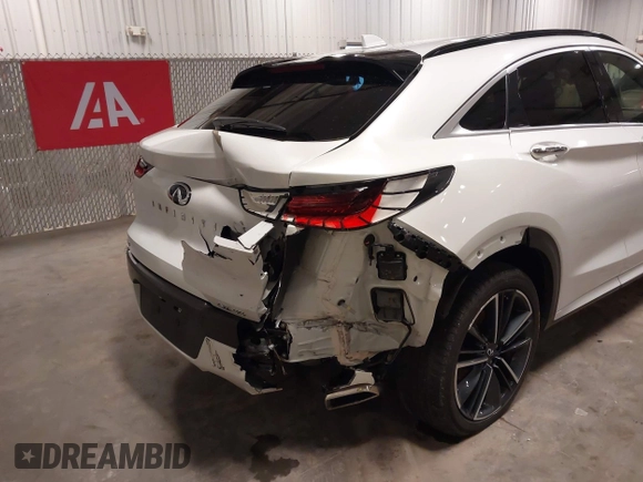 2023 Infiniti QX55 Essential with VIN 3PCAJ5KR3PF121093, listed as a IAAI auction lot 42286924 with 26,165 mi miles and . Bid and sale history available at DreamBid. Image 6.