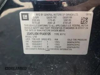 2015 GMC Terrain SLE z VIN 2GKFLVEK1F6436126, wystawiony jako Copart lot #59527115 z przebiegiem 128 923 mil mil oraz Czysty tytuł • Clean title. Historia ofert i sprzedaży dostępna na DreamBid. Obrazek 12.