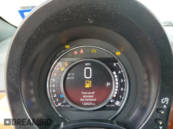 2015 FIAT 500 Sport with VIN 3C3CFFBR5FT648427, listed as a Copart auction lot 53160575 with 139,524 mi miles and Salvage Title. Bid and sale history available at carsss.com. Image 9.