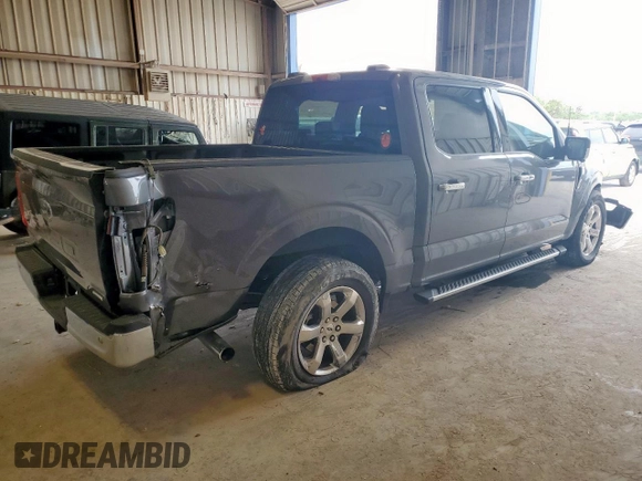 2021 Ford F-150 XL with VIN 1FTEW1CP1MFC04764, listed as a Copart auction lot 59572975 with 61,576 mi miles and Salvage title. Bid and sale history available at DreamBid. Image 3.