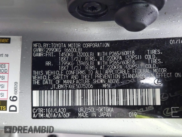 2014 Lexus GX 460 with VIN JTJBM7FX6E5075206, listed as a IAAI auction lot 42512033 with 126,818 mi miles and . Bid and sale history available at DreamBid. Image 9.