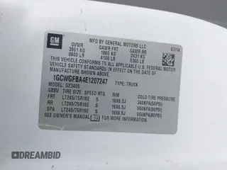 2014 Chevrolet Express Cargo with VIN 1GCWGFBA4E1207247, listed as a IAAI auction lot 42259244 with 169,971 mi miles and . Bid and sale history available at DreamBid. Image 9.