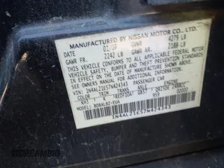 2007 Nissan Altima 2.5 S with VIN 1N4AL21E57N424343, listed as a IAAI auction lot 42012869 with 153,119 mi miles. Bid and sale history available at carsss.com. Image 9.