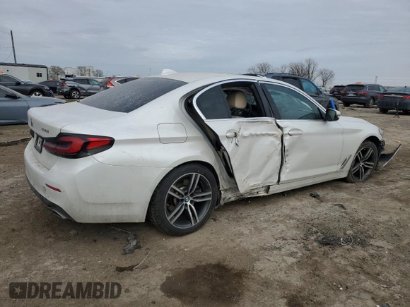 2021 BMW 5 Series 530i xDrive with VIN WBA13BJ00MWX25684, listed as a Copart auction lot 89395415 with 74,907 mi miles and Salvage Title. Bid and sale history available at DreamBid. Image 3.