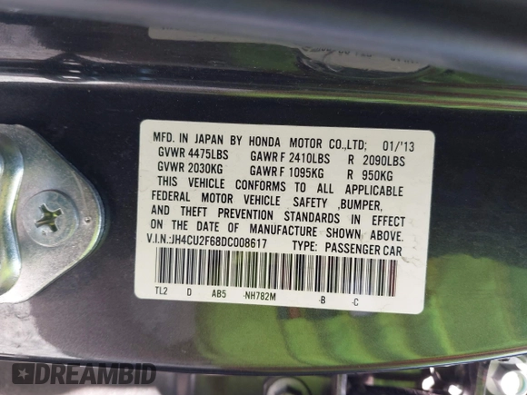 2013 Acura TSX Technology с VIN JH4CU2F68DC008617, выставлен на аукционе IAAI как лот 42392750 с пробегом 135 831 миль миль и . История ставок и продаж доступна на DreamBid. Изображение 9.