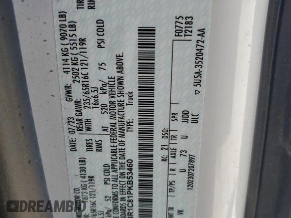 2023 Ford Transit Cargo z VIN 1FTBR1C81PKB53460, wystawiony jako Copart lot #60905465 z przebiegiem 35 658 mil mil oraz Czysty tytuł • Clean title. Historia ofert i sprzedaży dostępna na DreamBid. Obrazek 13.