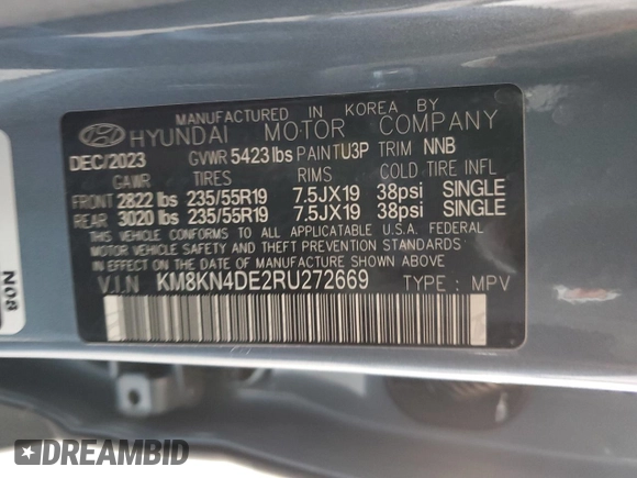 2024 Hyundai Ioniq 5 SEL с VIN KM8KN4DE2RU272669, выставлен на аукционе Copart как лот 54598155 с пробегом 9 810 миль миль и Списание • Salvage title. История ставок и продаж доступна на DreamBid. Изображение 14.
