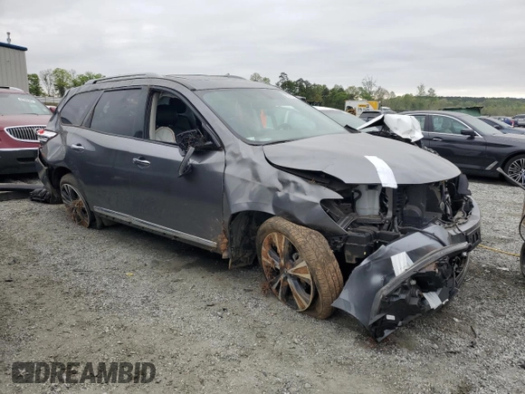 2019 Nissan Pathfinder Platinum with VIN 5N1DR2MM6KC651274, listed as a Copart auction lot 52737215 with 37,459 mi miles and Salvage title. Bid and sale history available at DreamBid. Image 4.
