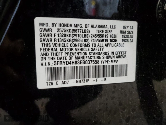 2014 Acura MDX Advance with VIN 5FRYD4H83EB037558, listed as a Copart auction lot 60697445 with 178,649 mi miles and Non repairable. Bid and sale history available at DreamBid. Image 14.