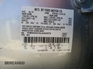 2020 Ford Explorer ST with VIN 1FM5K8GC6LGA05578, listed as a Copart auction lot 54670285 with 65,078 mi miles and Salvage Title. Bid and sale history available at carsss.com. Image 13.
