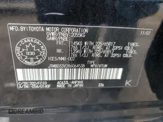 2008 Toyota RAV4 with VIN JTMBD33V286064538, listed as a Copart auction lot 52694825 with 145,881 mi miles and Salvage Title. Bid and sale history available at carsss.com. Image 13.