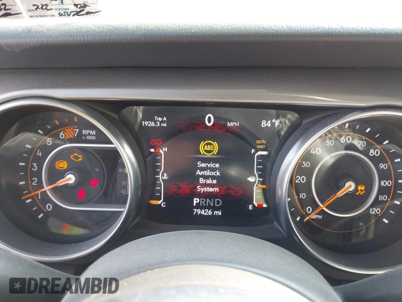 2020 Jeep Wrangler Unlimited Sahara with VIN 1C4HJXEN0LW184564, listed as a IAAI auction lot 42439173 with 79,426 mi miles and . Bid and sale history available at DreamBid. Image 7.