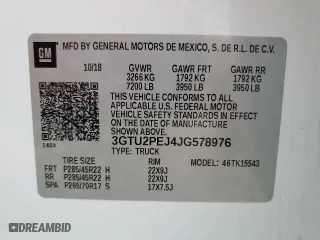 2018 GMC Sierra 1500 Denali with VIN 3GTU2PEJ4JG578976, listed as a Copart auction lot 43475705 with 96,342 mi miles and Salvage Title. Bid and sale history available at carsss.com. Image 12.