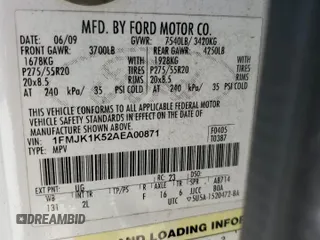 2010 Ford Expedition Max Limited with VIN 1FMJK1K52AEA00871, listed as a Copart auction lot 84241024 with 303,467 mi miles and Salvage Title. Bid and sale history available at DreamBid. Image 13.