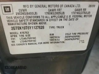 2000 GMC New Sierra 1500 SLE with VIN 2GTEK19T6Y1127628, listed as a Copart auction lot 80293634 with 190,103 mi miles and Salvage Title. Bid and sale history available at carsss.com. Image 12.