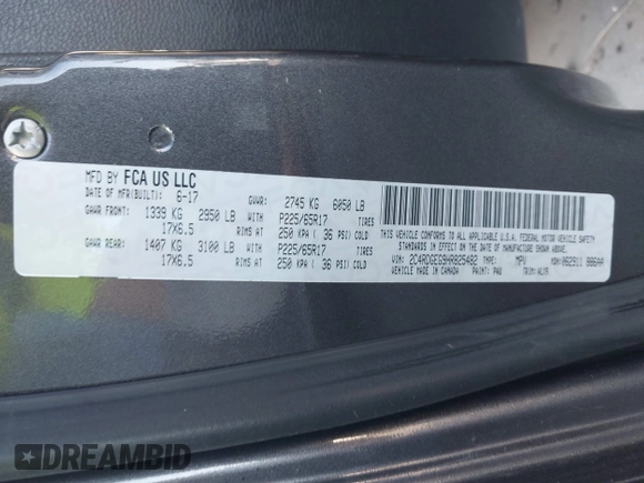 2017 Dodge Grand Caravan GT with VIN 2C4RDGEG9HR825482, listed as a IAAI auction lot 41719213 with 130,456 mi miles and . Bid and sale history available at DreamBid. Image 9.