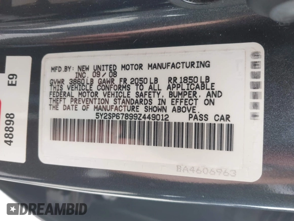 2009 Pontiac Vibe 1SA с VIN 5Y2SP67899Z449012, выставлен на аукционе IAAI как лот 42243359 с пробегом 144 456 миль миль и . История ставок и продаж доступна на DreamBid. Изображение 9.