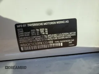 2015 BMW 3 Series 328i with VIN WBA3C1C59FK120469, listed as a Copart auction lot 46492435 with 114,970 mi miles and Salvage Title. Bid and sale history available at carsss.com. Image 14.
