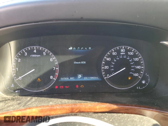 2016 Hyundai Equus Ultimate with VIN KMHGH4JH2GU101008, listed as a Copart auction lot 48182445 with 110,423 mi miles and Salvage Title. Bid and sale history available at DreamBid. Image 9.
