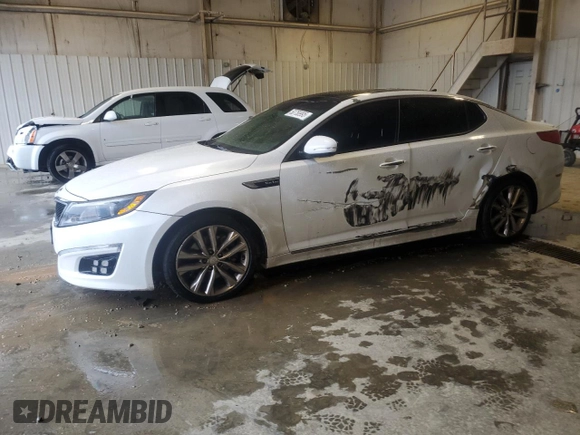 2015 Kia Optima SX Turbo with VIN 5XXGR4A6XFG443245, listed as a Copart auction lot 50758995 with 171,535 mi miles and Salvage Title. Bid and sale history available at carsss.com. Image 1.