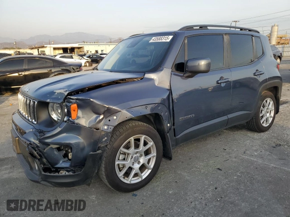 2021 Jeep Renegade Latitude z VIN ZACNJCBB3MPN13260, wystawiony jako Copart lot #43588315 z przebiegiem 47 494 mil mil oraz Szkoda całkowita • Salvage title. Historia ofert i sprzedaży dostępna na DreamBid. Obrazek 1.