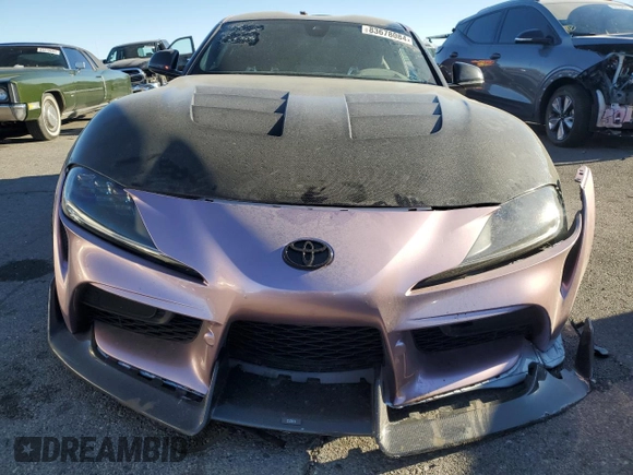 2021 Toyota GR Supra 3.0 with VIN WZ1DB0C07MW043083, listed as a Copart auction lot 83678084 with 35,289 mi miles and Salvage Title. Bid and sale history available at carsss.com. Image 5.