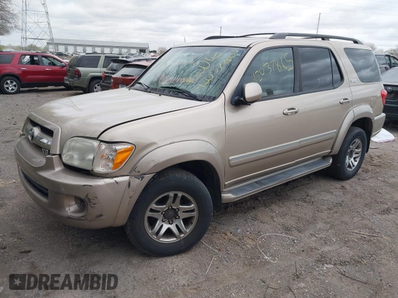 2005 Toyota Sequoia SR5 with VIN 5TDBT44A55S244712, listed as a IAAI auction lot 42037865 with 205,226 mi miles and . Bid and sale history available at DreamBid. Image 2.