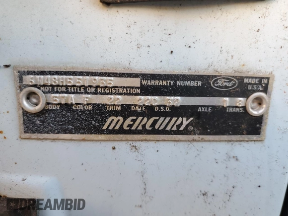 1966 Mercury Monterey z VIN 6W48H551935, wystawiony jako Copart lot #79396304 z przebiegiem 82 168 mil mil oraz Tytuł czysty. Historia ofert i sprzedaży dostępna na DreamBid. Obrazek 12.