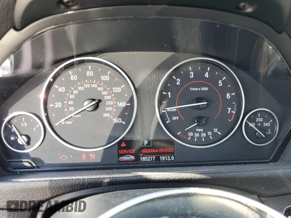 2016 BMW 3 Series 328i with VIN WBA8E9C55GK644654, listed as a Copart auction lot 48435345 with 185,277 mi miles and Salvage Title. Bid and sale history available at DreamBid. Image 9.