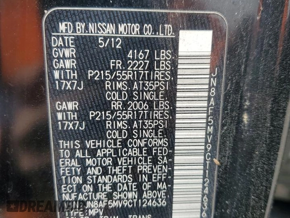 2012 Nissan Juke SL with VIN JN8AF5MV9CT124636, listed as a Copart auction lot 48224605 with 133,730 mi miles and Salvage Title. Bid and sale history available at DreamBid. Image 15.