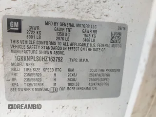 2017 GMC Acadia Denali z VIN 1GKKNPLS0HZ163792, wystawiony jako IAAI lot #41888835 z przebiegiem 106 438 mil mil oraz . Historia ofert i sprzedaży dostępna na DreamBid. Obrazek 9.