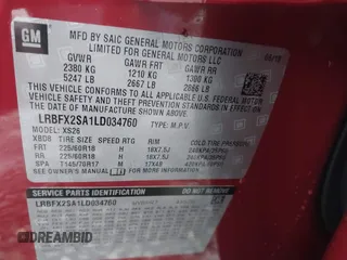 2020 Buick Envision Essence with VIN LRBFX2SA1LD034760, listed as a IAAI auction lot 41567249 with 17,782 mi miles and . Bid and sale history available at carsss.com. Image 9.