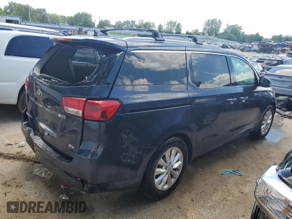 2015 Kia Sedona SX with VIN KNDMC5C14F6025113, listed as a Copart auction lot 53763484 with 91,406 mi miles and Salvage Title. Bid and sale history available at carsss.com. Image 3.