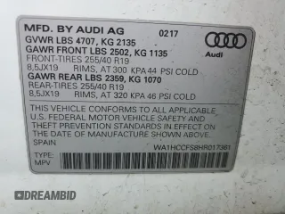 2017 Audi Q3 Premium Plus z VIN WA1HCCFS8HR017361, wystawiony jako Copart lot #47637485 z przebiegiem 197 876 mil mil oraz Czysty tytuł • Clean title. Historia ofert i sprzedaży dostępna na DreamBid. Obrazek 13.