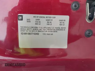 2007 Chevrolet Cobalt SS with VIN 1G1AM15B977102402, listed as a IAAI auction lot 42063539 with 95,601 mi miles and . Bid and sale history available at DreamBid. Image 9.