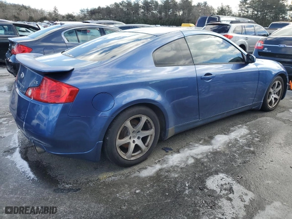 2005 Infiniti G35 Coupe with VIN JNKCV54E25M409519, listed as a Copart auction lot 45259875 with 138,904 mi miles and Salvage Title. Bid and sale history available at carsss.com. Image 3.