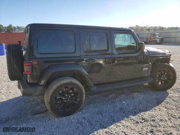 2023 Jeep Wrangler 4xe Sahara with VIN 1C4JJXP65PW585394, listed as a Copart auction lot 85741584 with 27,125 mi miles and Salvage Title. Bid and sale history available at carsss.com. Image 3.
