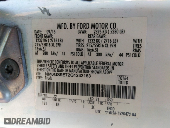 2016 Ford Transit Connect XL z VIN NM0GS9E72G1242163, wystawiony jako IAAI lot #34668324 z przebiegiem Nie podano mil oraz . Historia ofert i sprzedaży dostępna na DreamBid. Obrazek 9.