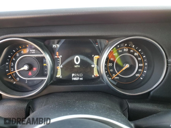 2019 Jeep Wrangler Unlimited Sahara with VIN 1C4HJXEN4KW507772, listed as a Copart auction lot 52104825 with 74,527 mi miles and Clean title. Bid and sale history available at DreamBid. Image 9.