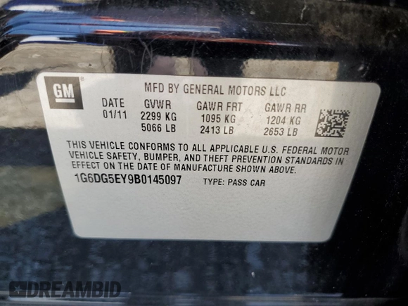 2011 Cadillac CTS Luxury z VIN 1G6DG5EY9B0145097, wystawiony jako Copart lot #52742925 z przebiegiem 133 131 mil mil oraz Czysty tytuł • Clean title. Historia ofert i sprzedaży dostępna na DreamBid. Obrazek 12.