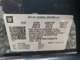 2020 GMC Sierra 2500HD AT4 z VIN 1GT19PEY0LF220676, wystawiony jako Copart lot #51109305 z przebiegiem 45 872 mil mil oraz Szkoda całkowita • Salvage title. Historia ofert i sprzedaży dostępna na DreamBid. Obrazek 12.