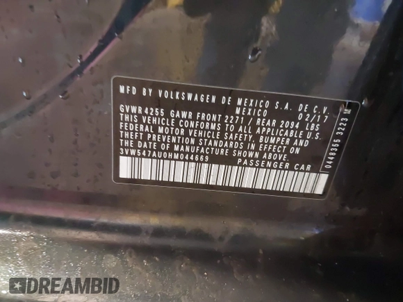 2017 Volkswagen GTI SE с VIN 3VW547AU0HM044669, выставлен на аукционе IAAI как лот 42231992 с пробегом 112 693 миль миль и . История ставок и продаж доступна на DreamBid. Изображение 9.