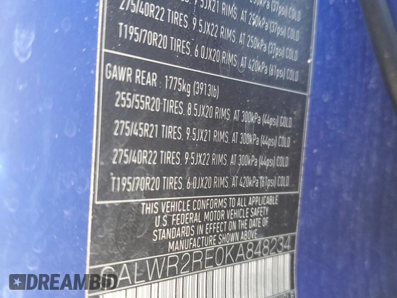 2019 Land Rover Range Rover Sport Dynamic z VIN SALWR2RE0KA848234, wystawiony jako Copart lot #58198605 z przebiegiem 86 445 mil mil oraz Szkoda całkowita • Salvage title. Historia ofert i sprzedaży dostępna na DreamBid. Obrazek 13.