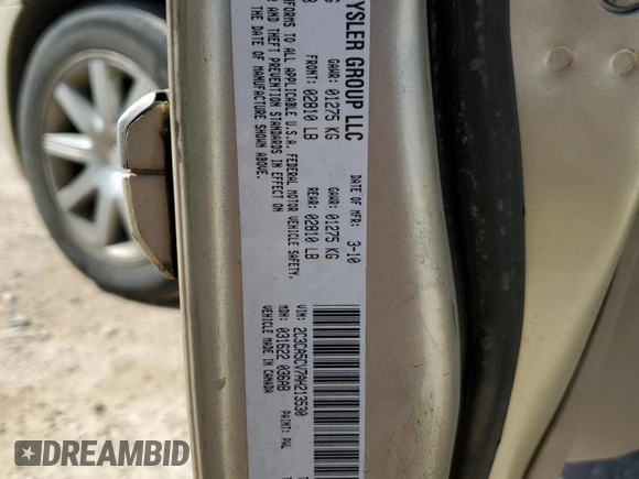 2010 Chrysler 300 Touring with VIN 2C3CA5CV7AH213530, listed as a Copart auction lot 49915105 with 176,314 mi miles and Clean Title. Bid and sale history available at DreamBid. Image 12.